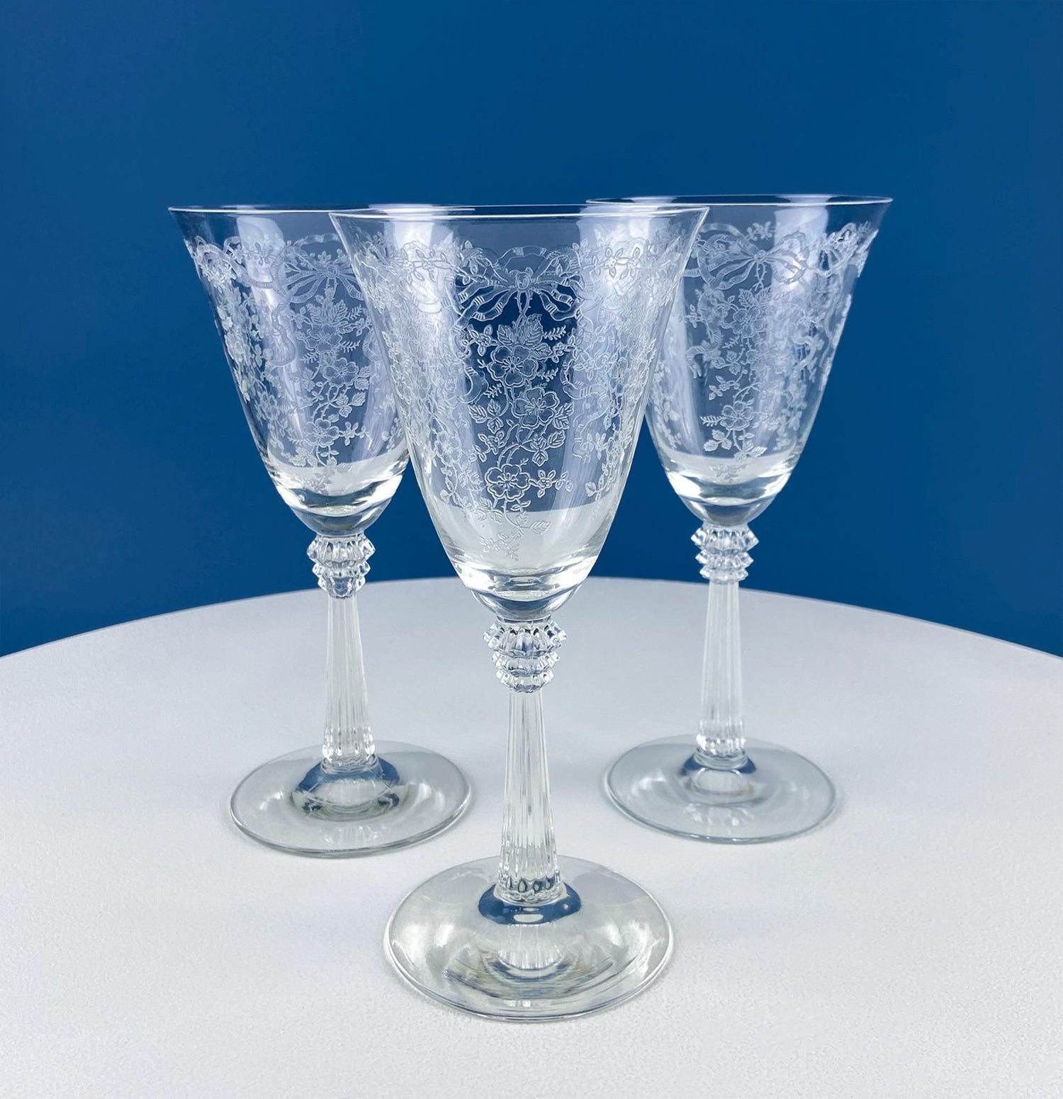 Vintage Fostoria “Romance” Crystal Wine Goblets – Set of 5