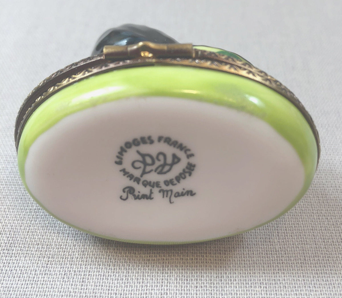 Limoges France Porcelain Box Bird On Lid Collectible Brass Trim