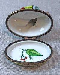 Limoges France Porcelain Box Bird On Lid Collectible Brass Trim