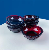 Vintage Avon Cape Cod Ruby Red Glass Dessert Set – 25 Piece Roman Rosette Pattern