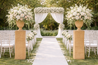 Square Scalloped Trim Wicker Urn and Pedestal (3 Options)