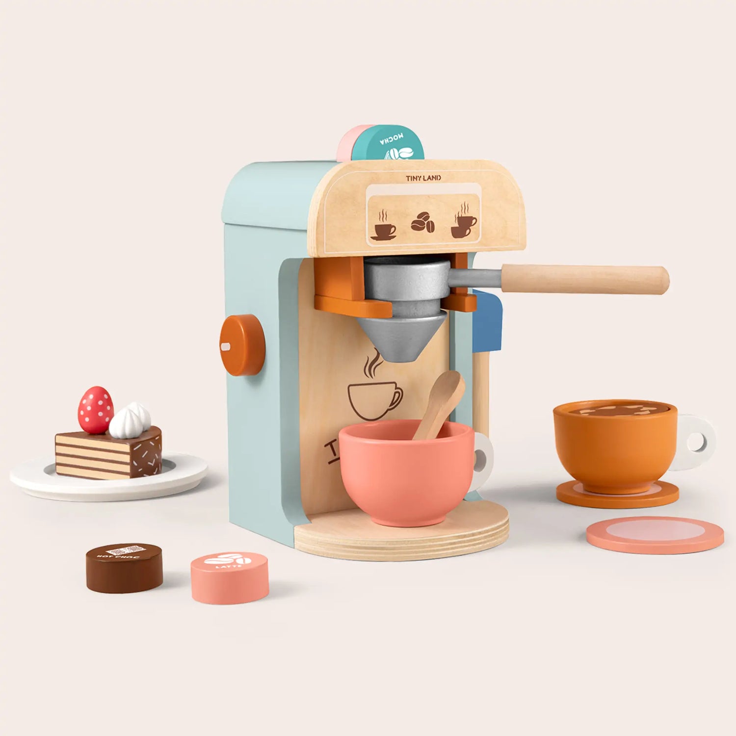 Play Kitchen Accessories – Children’s Coffee Maker: Wooden Kids Play Coffee Maker Set