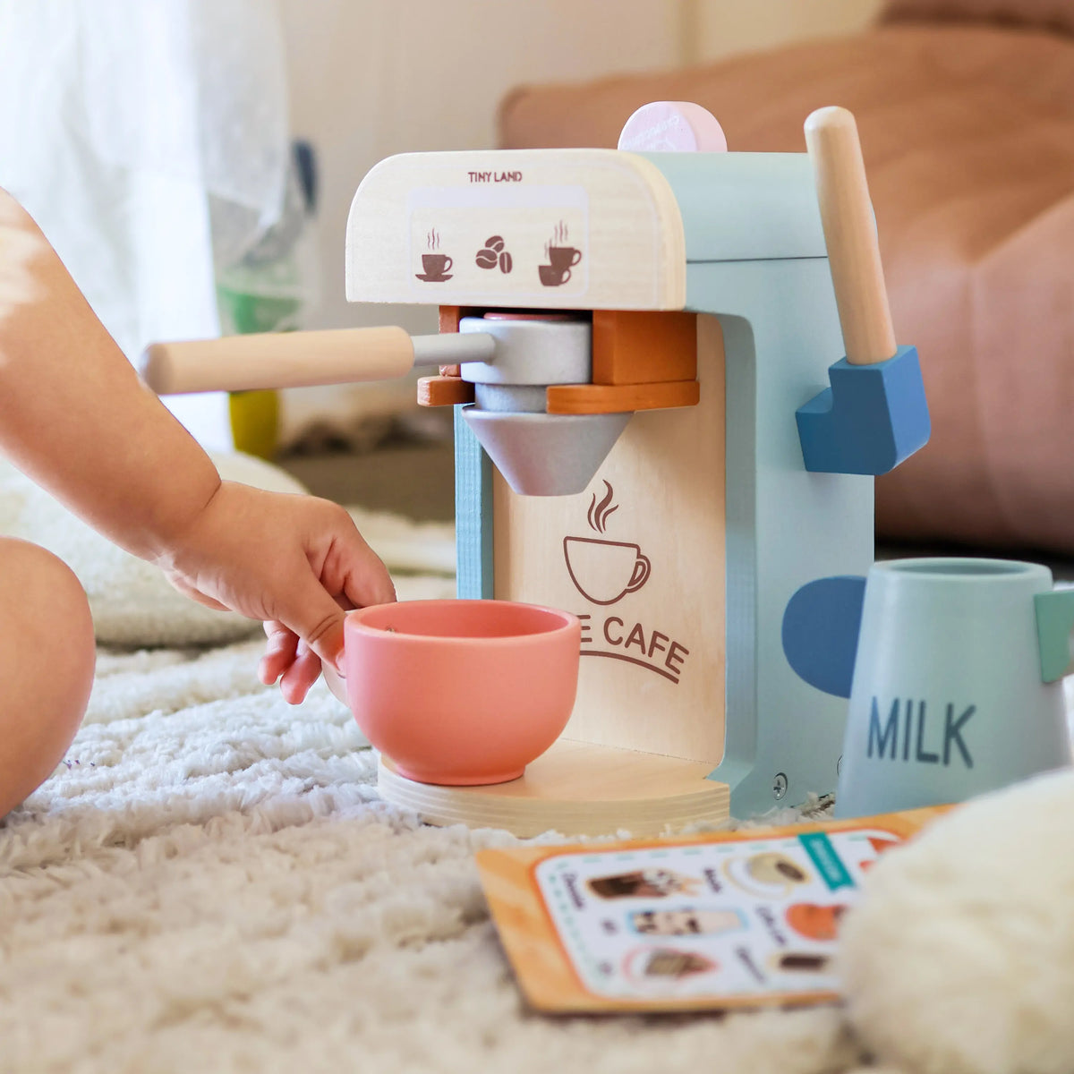 Play Kitchen Accessories – Children’s Coffee Maker: Wooden Kids Play Coffee Maker Set