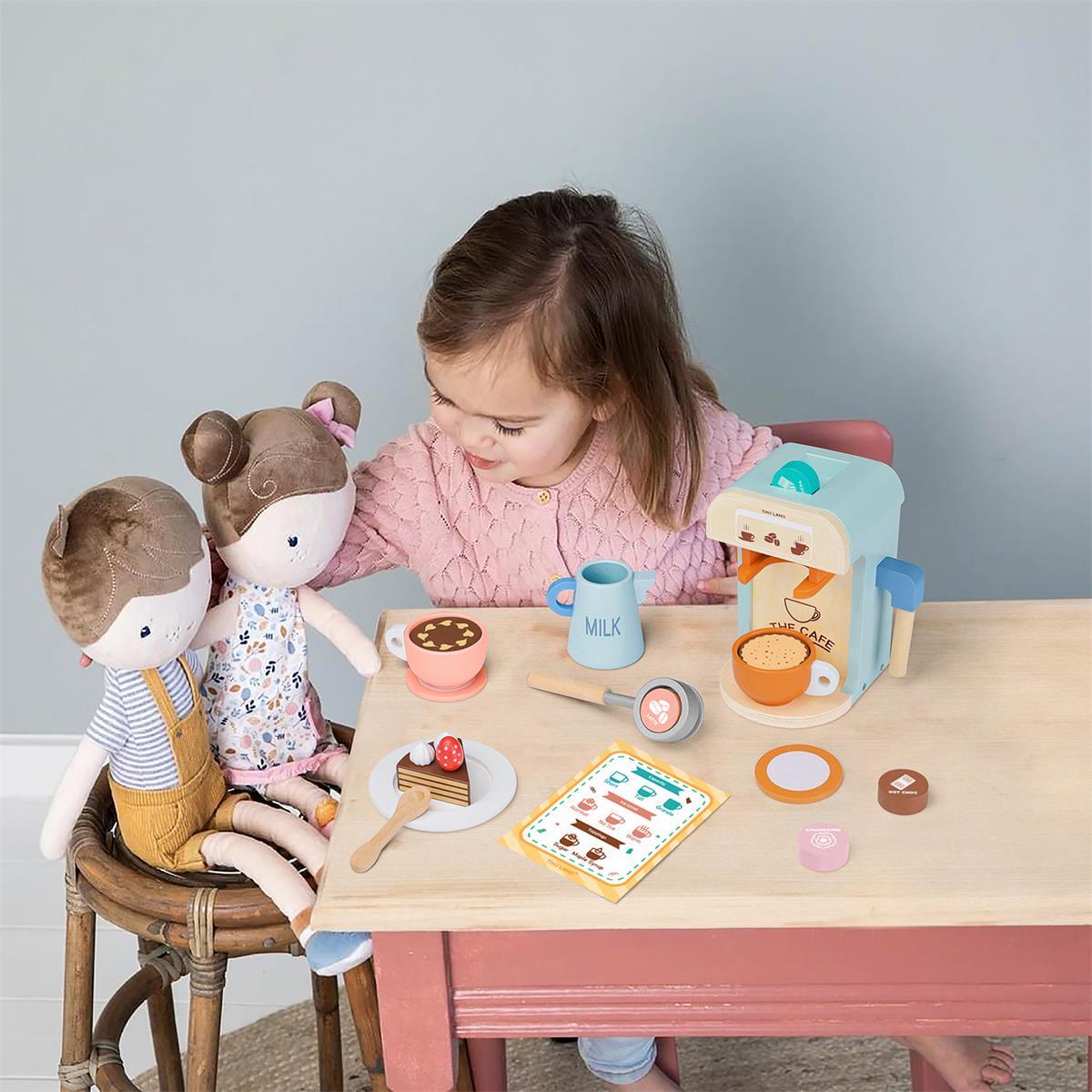 Play Kitchen Accessories – Children’s Coffee Maker: Wooden Kids Play Coffee Maker Set