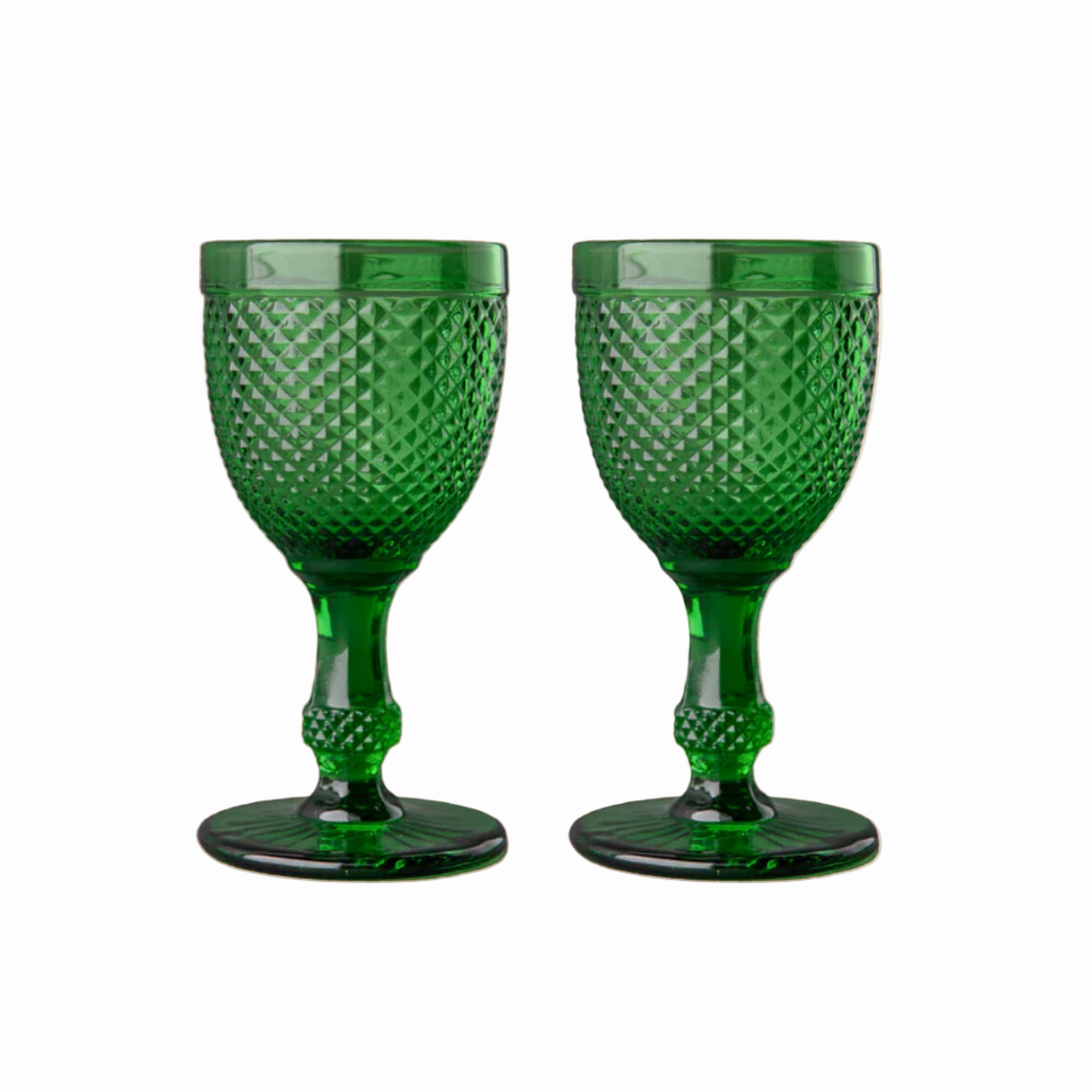Stemmed White Wine Glass, Green