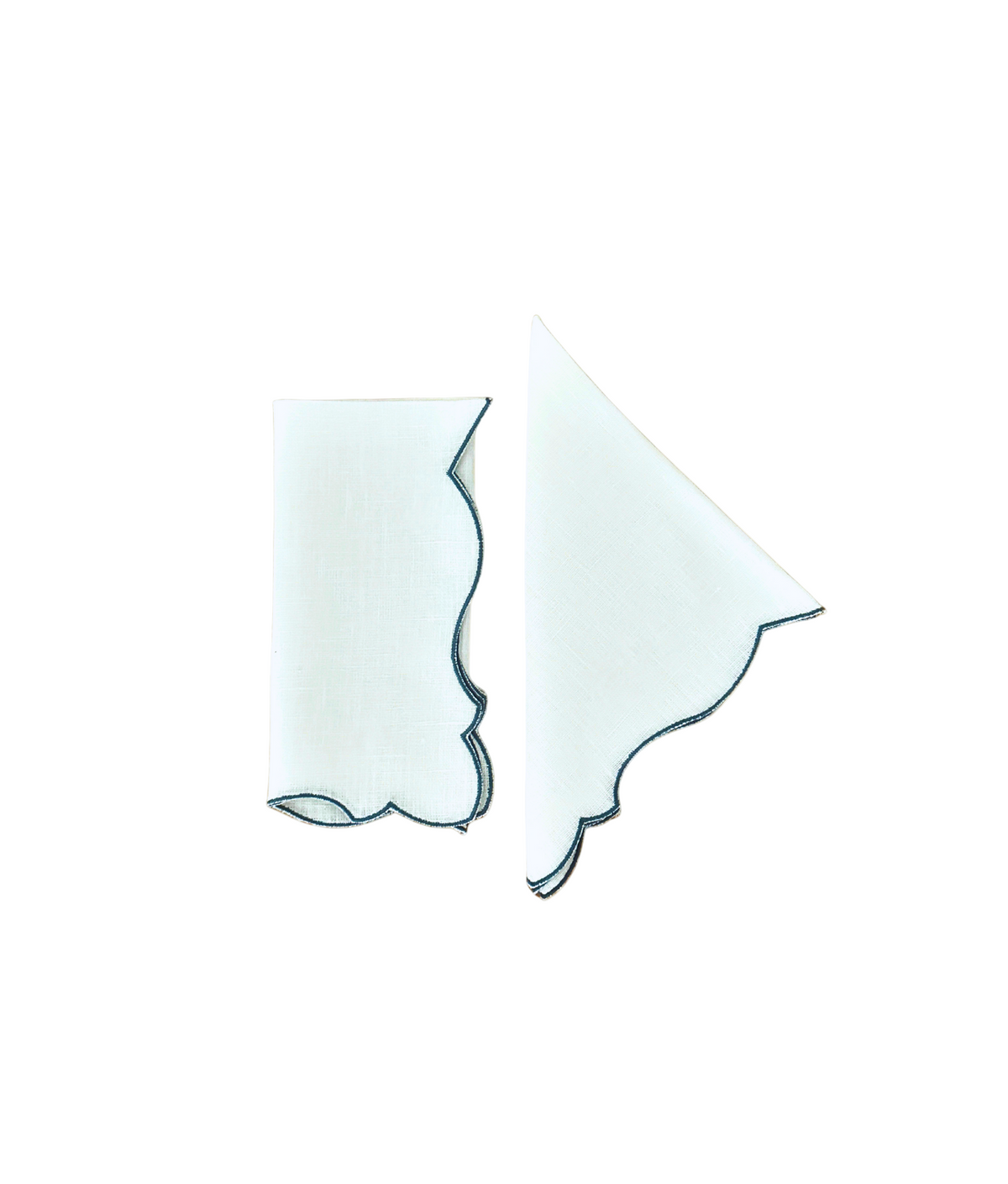 Angelina Linen Napkins, White / Blue Mirage