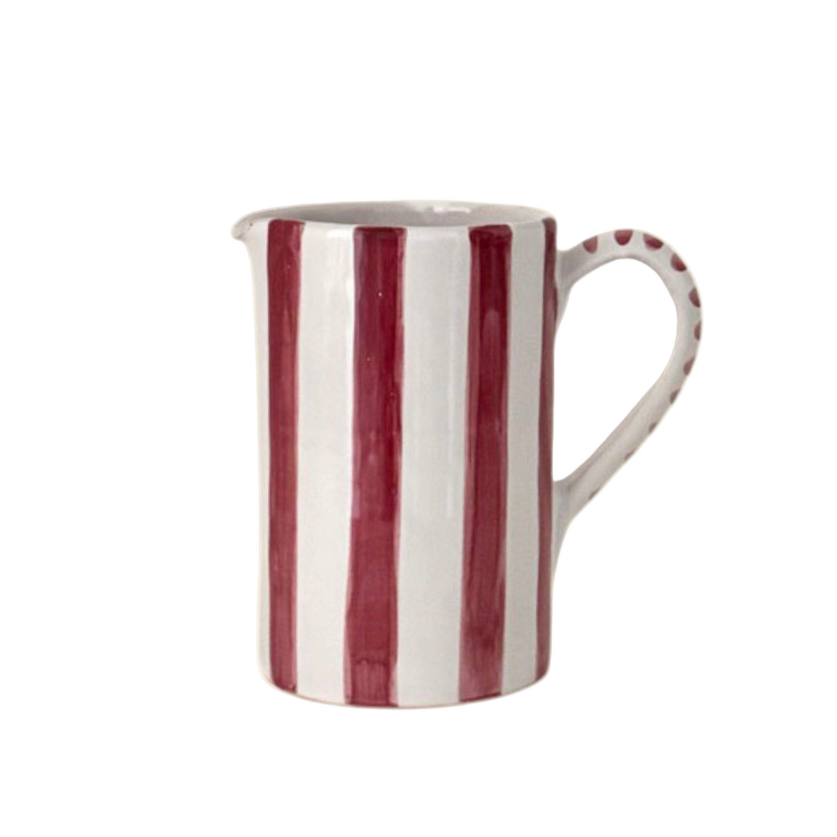 Salerno Jug, Bold Cranberry Stripe