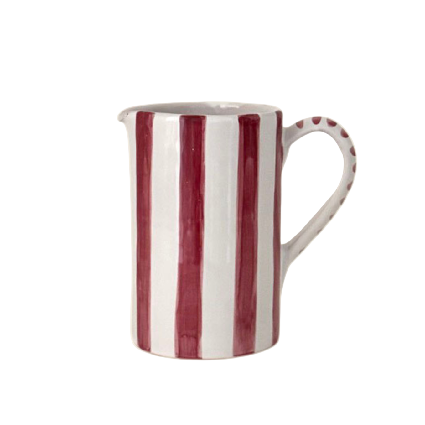 Salerno Jug, Bold Cranberry Stripe