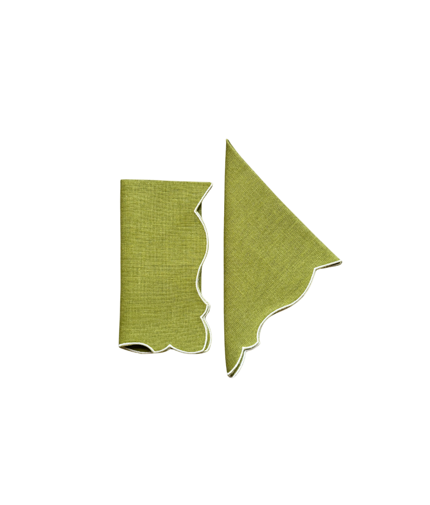 Angelina Linen Napkins, Olive / Ivory