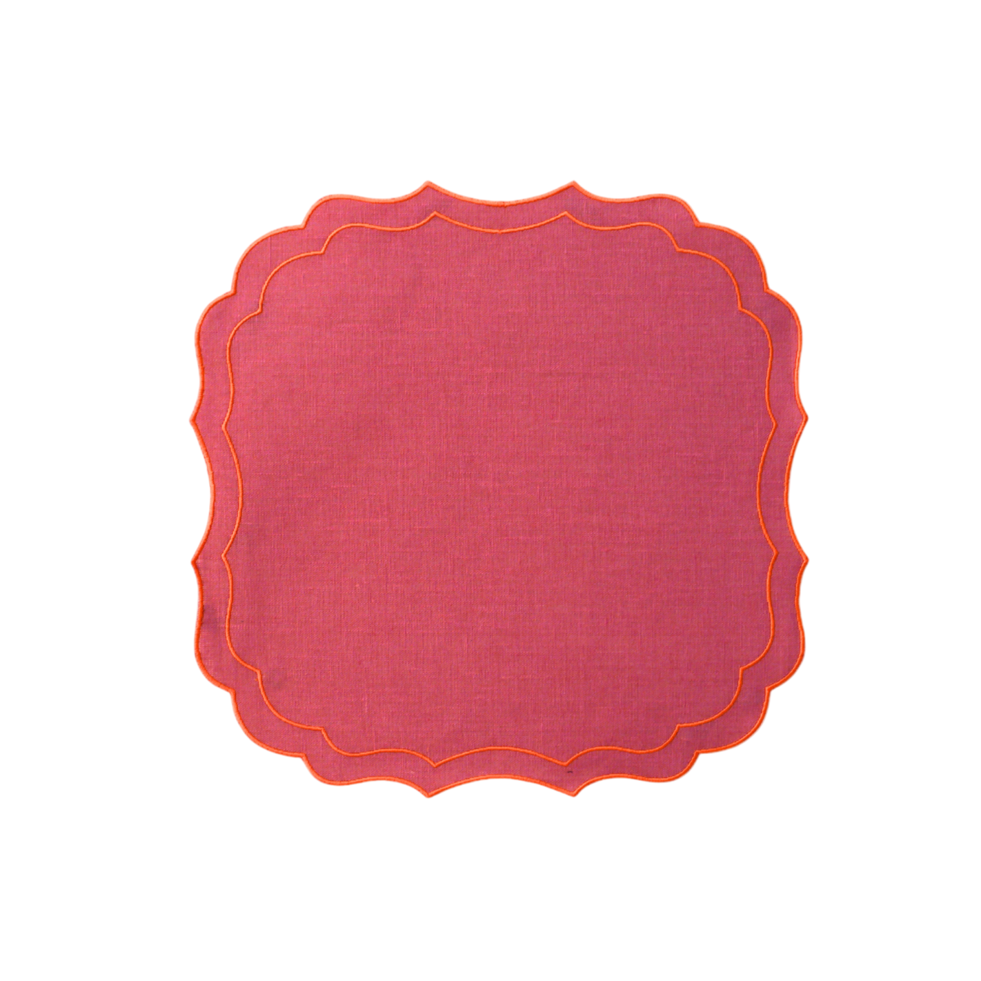 Scalloped Linen Placemats, Cassis / Ambra