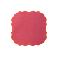 Scalloped Linen Placemats, Cassis / Ambra