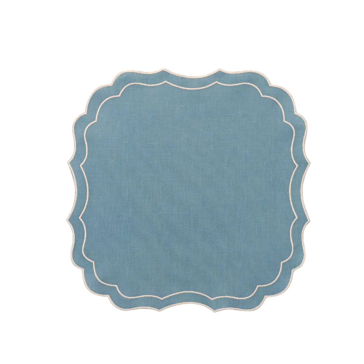 Scalloped Linen Placemats, Solesmes / Ivory