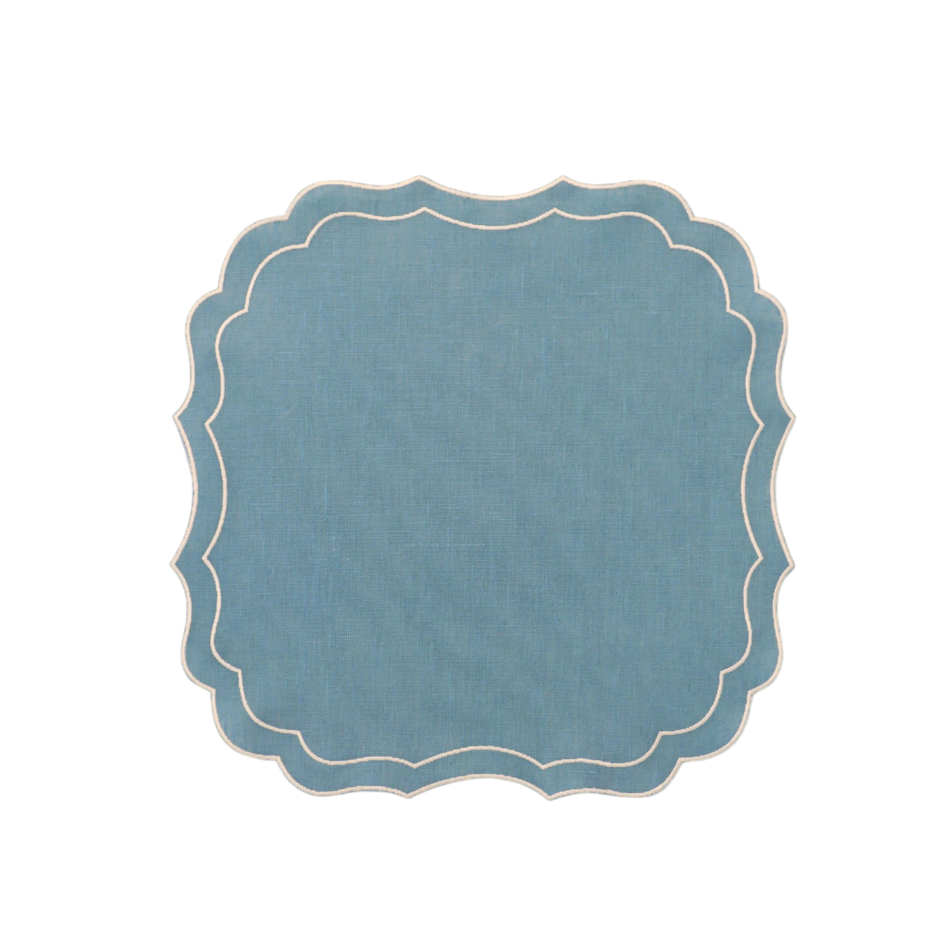 Scalloped Linen Placemats, Solesmes / Ivory