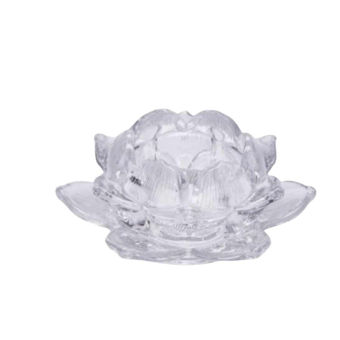 Floral Glass Candle Holder, Clear