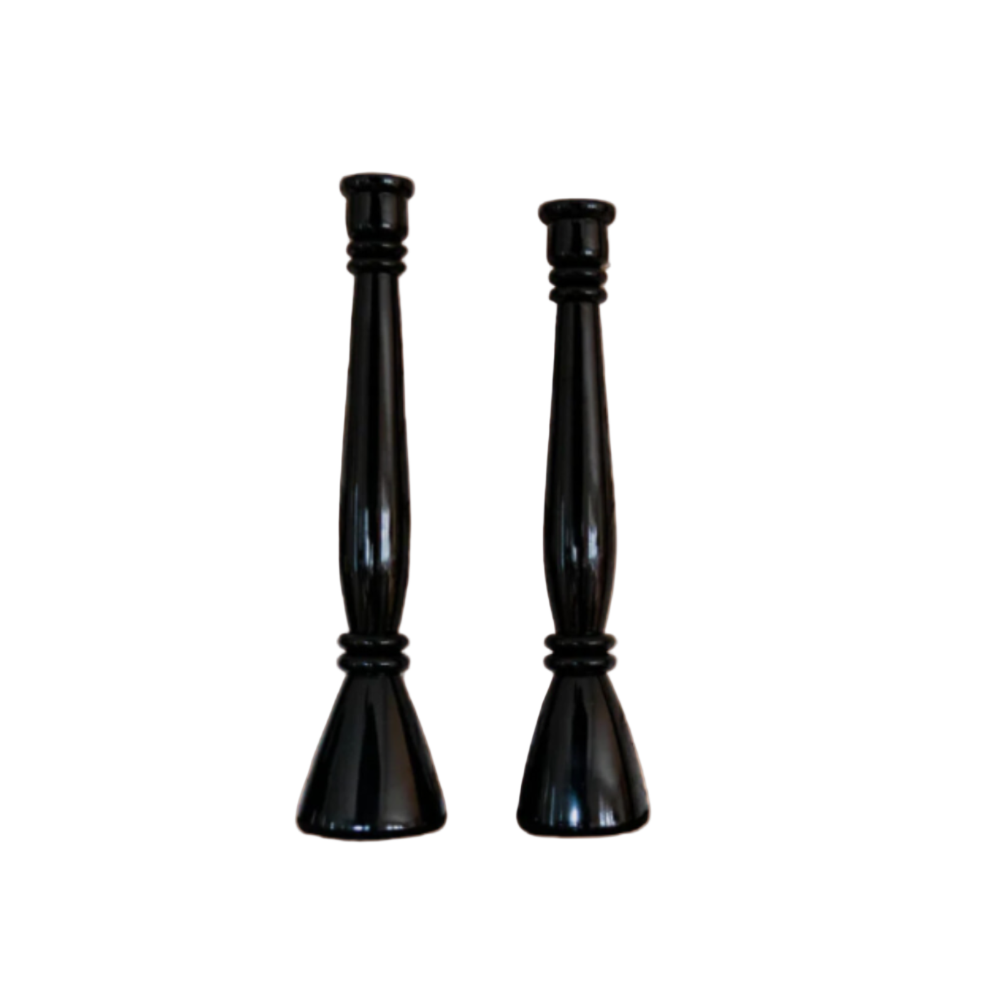 Roma Lacquered Candle Holder Set, Black