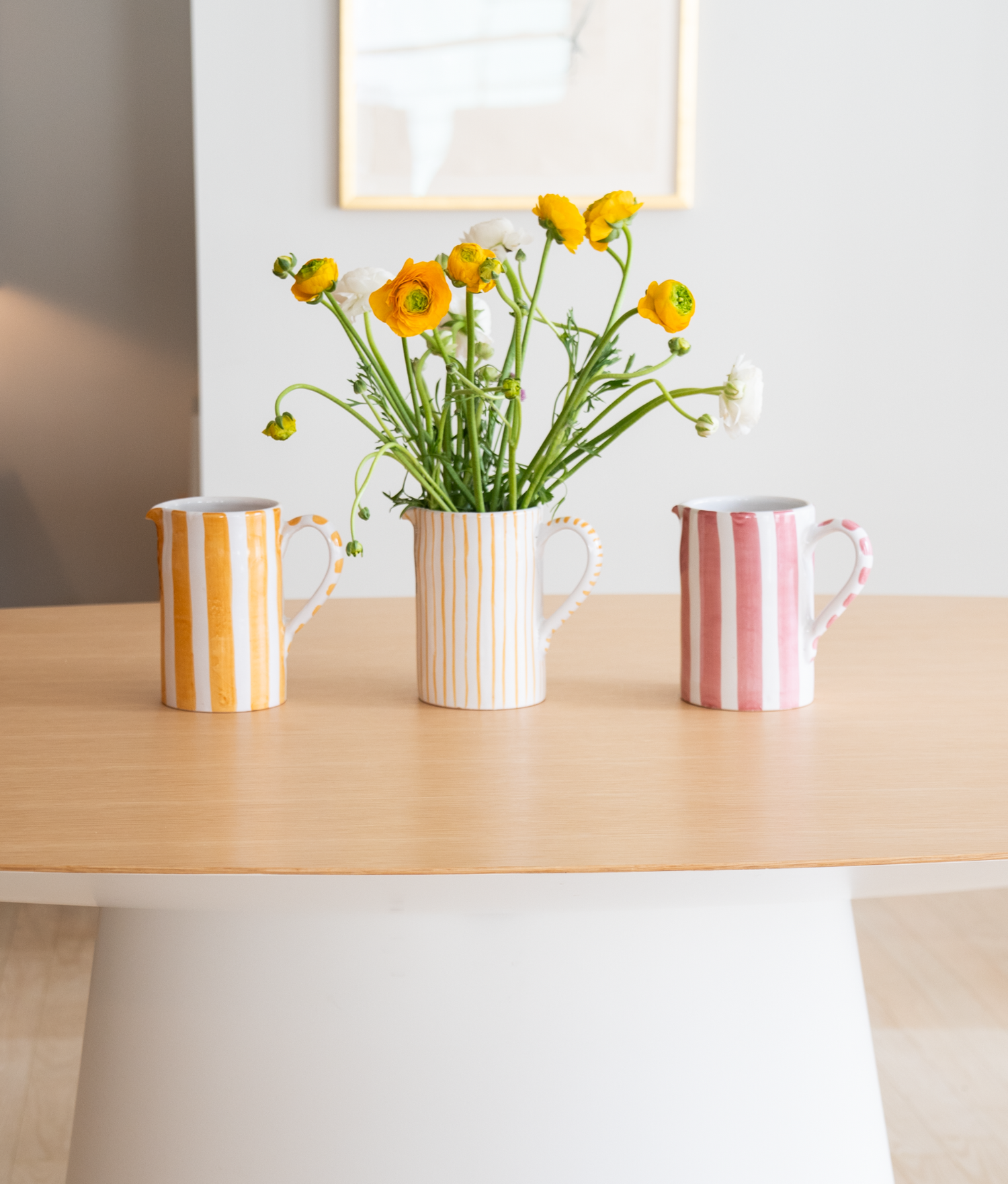 Salerno Jug, Bold Cranberry Stripe