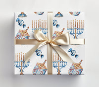 Hanukkah Gift Wrap as Set w/ Gift Tags or