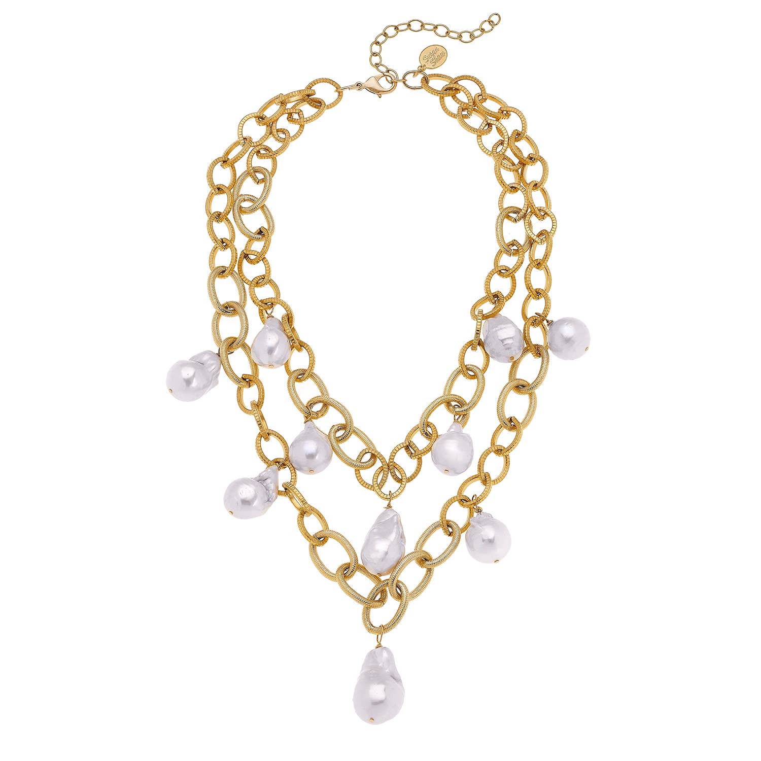 Double Strand Pearl Chain Necklace