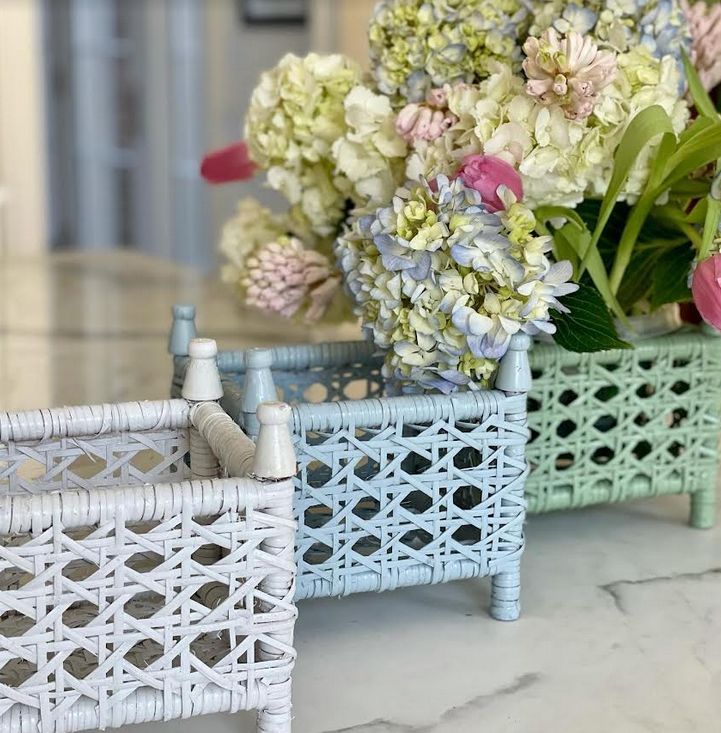 Green Cane Wicker Box Planter (Various Sizes)