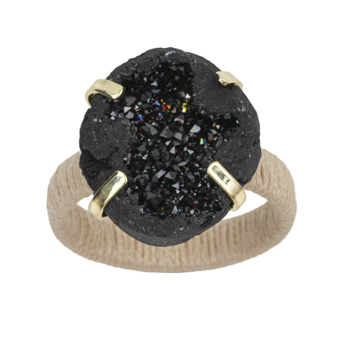 Rustic Druzy Napkin Rings – Black (Set of 4)