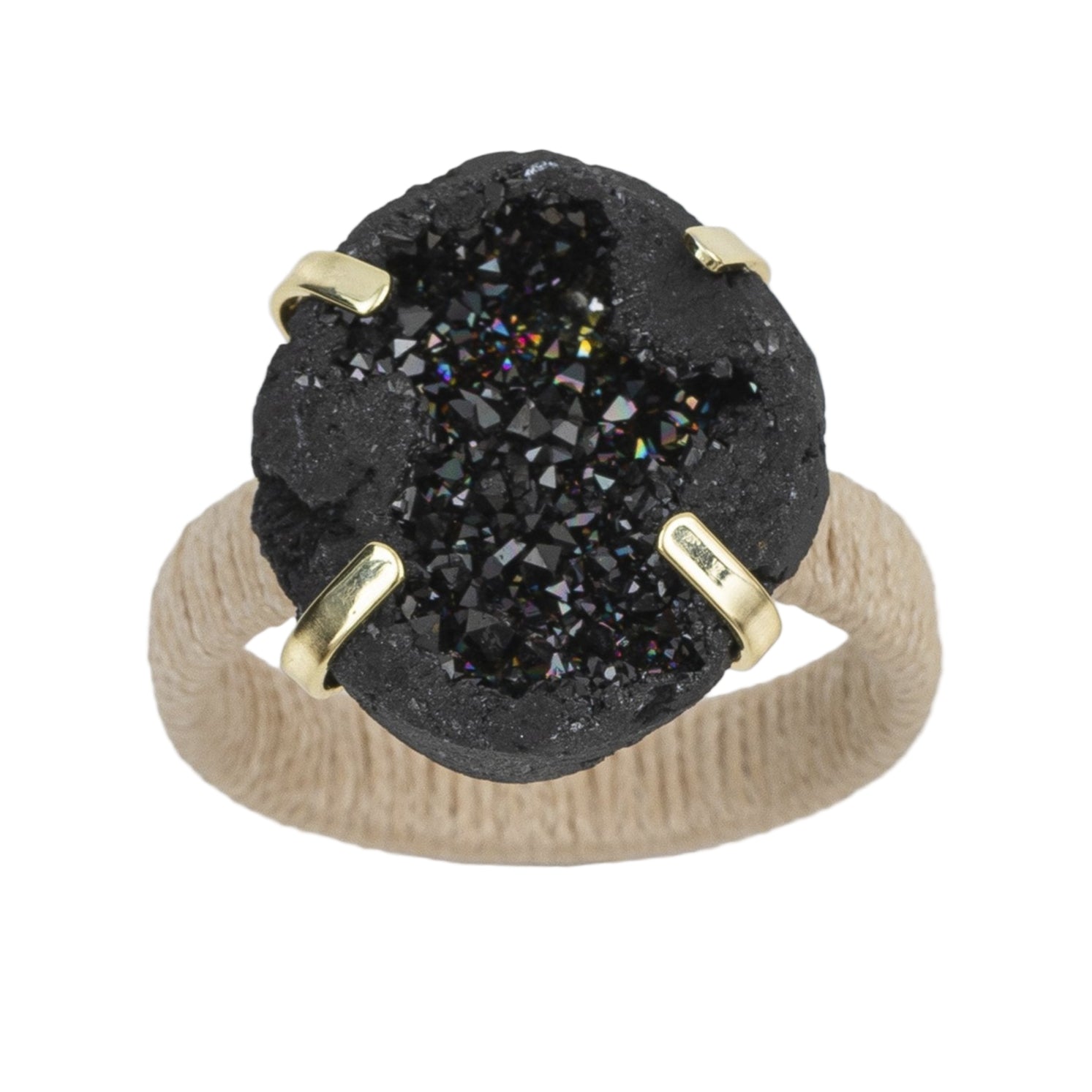 Rustic Druzy Napkin Rings – Black (Set of 4)