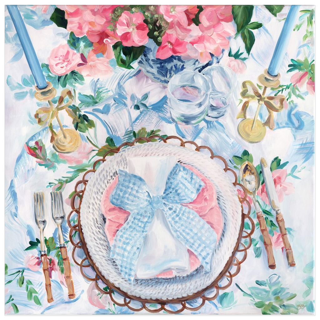 Blue Gingham – Fine Art Tablescape Print on Paper (Various Sizes)
