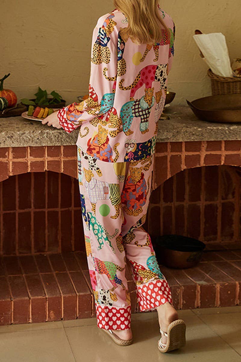 Cheetah Party Vibrant PJ Set – Pink Multi