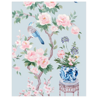 June (Detail) – Blue Chinoiserie Fine Art Paper Print (Various Sizes)