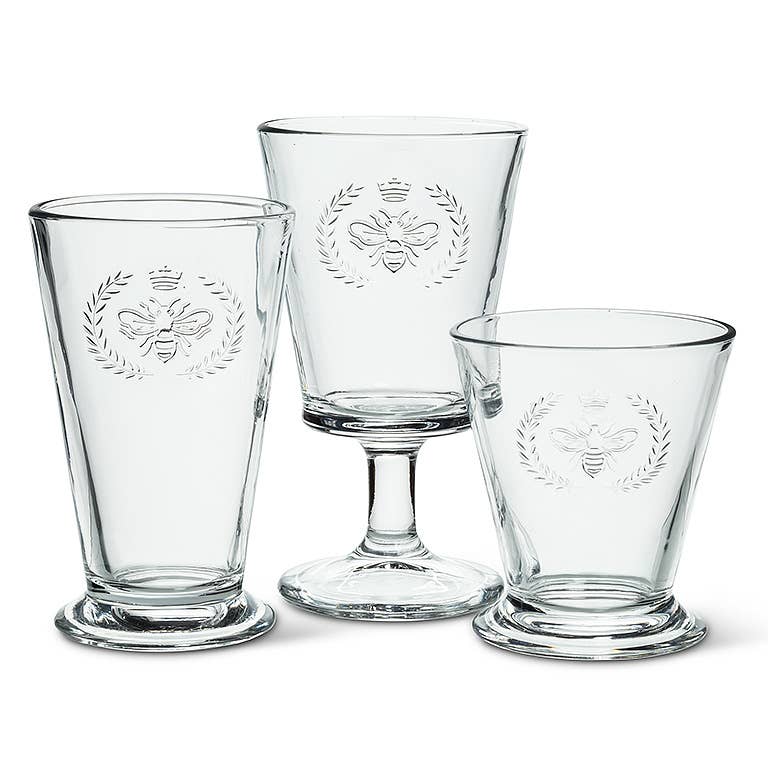 Bee in Crest Wine Glass – 6" H (10 oz)