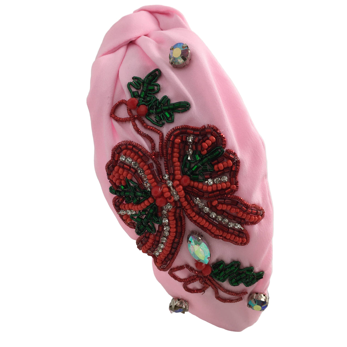 Pink Beaded Bow Headband