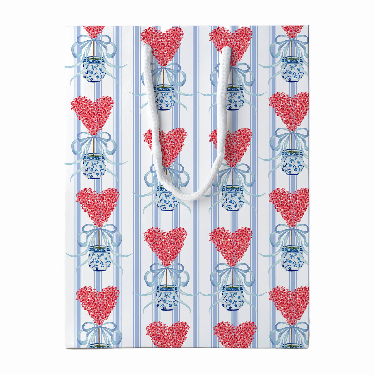 Blue Striped Heart Gift Bag