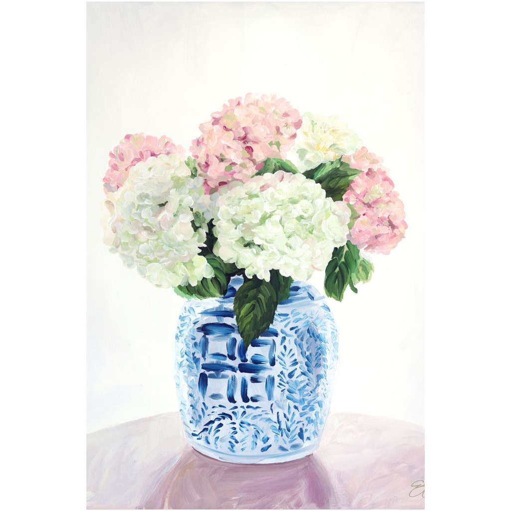 New England Summer – Hydrangea Chinoiserie Canvas Print (Various Sizes)
