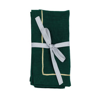 Gold Trim Dinner Napkins – Hunter Green (Set of 2)