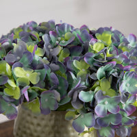 11” Artificial Hydrangea Arrangement in Gold Metal Vase (3 Colors)
