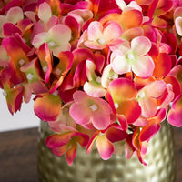 11” Artificial Hydrangea Arrangement in Gold Metal Vase (3 Colors)