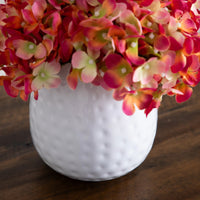 11” Artificial Hydrangea Arrangement in White Metal Vase (3 Colors)