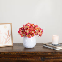11” Artificial Hydrangea Arrangement in White Metal Vase (3 Colors)