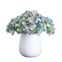 11” Artificial Hydrangea Arrangement in White Metal Vase (3 Colors)
