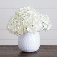 11” Artificial Hydrangea Arrangement in White Metal Vase (3 Colors)