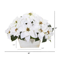 16” Poinsettia Artificial Arrangement in White Wash Planter