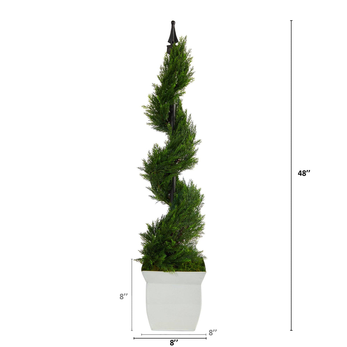 4’ Cypress Spiral Topiary Artificial Tree in White Metal Planter