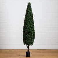 7’ UV Resistant Artificial Boxwood Topiary Cone Tree (Indoor/Outdoor)