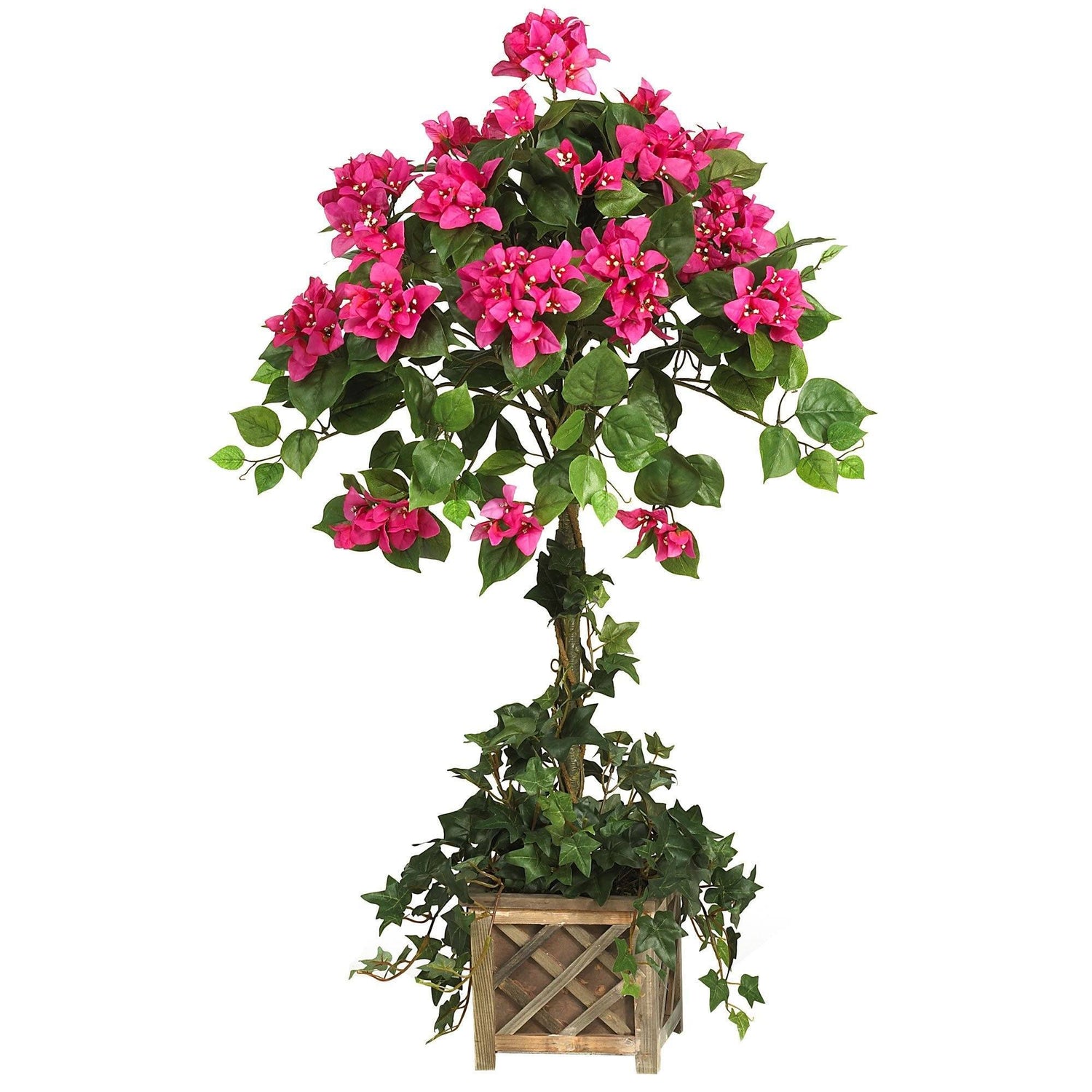 34" Bougainvillea Topiary w/Wood Box