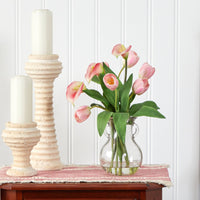Calla Lily & Tulips Artificial Arrangement in Decorative Vase (various colors)