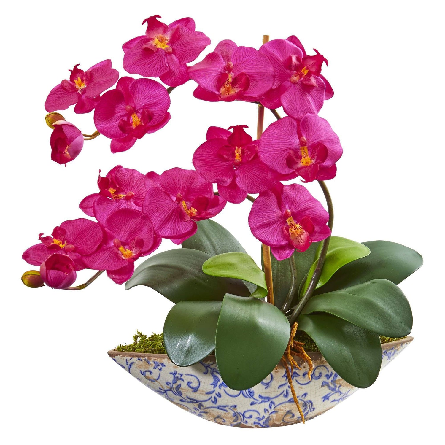 Silk Phalaenopsis Orchid Artificial Arrangement in Vase (Various Colors)