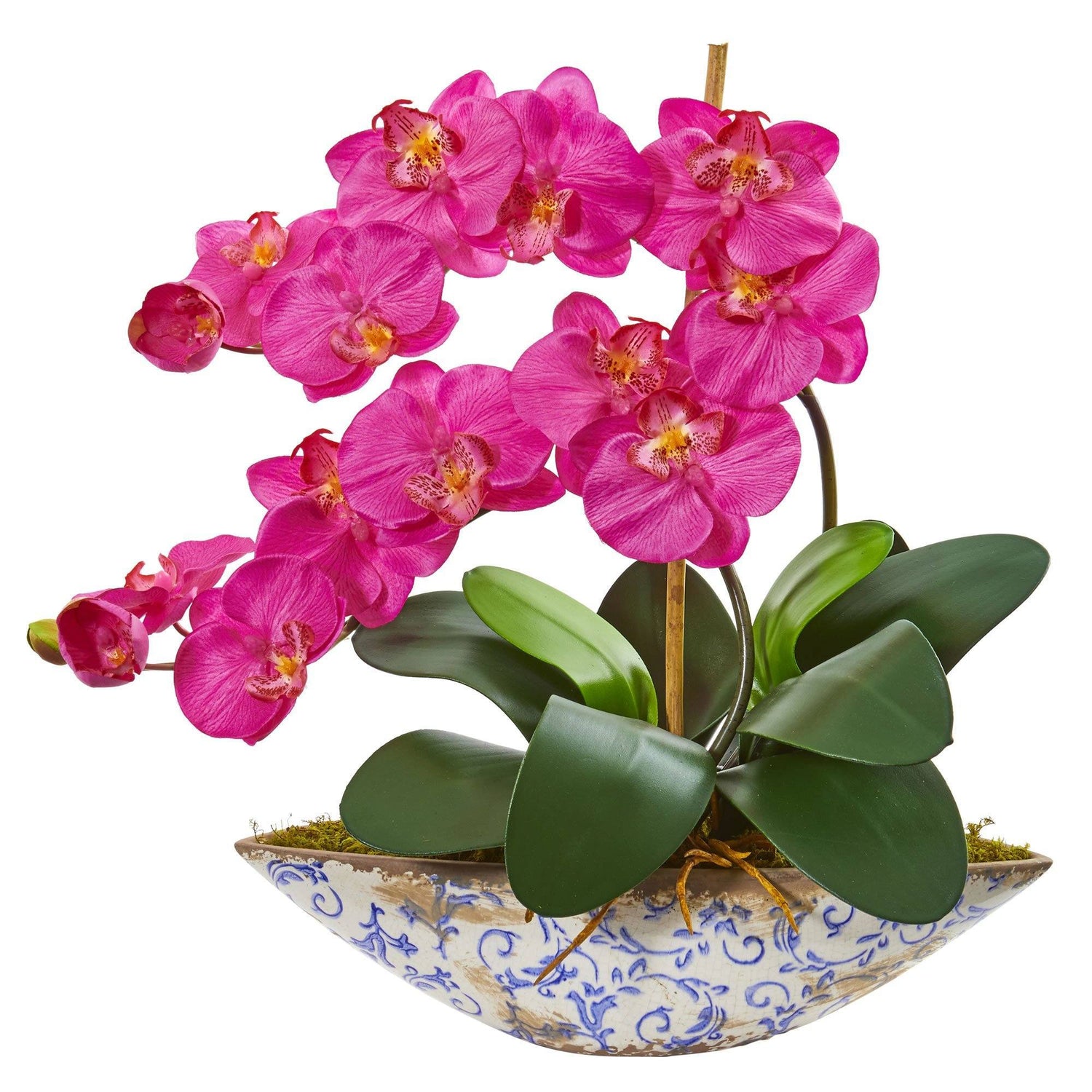 Silk Phalaenopsis Orchid Artificial Arrangement in Vase (Various Colors)