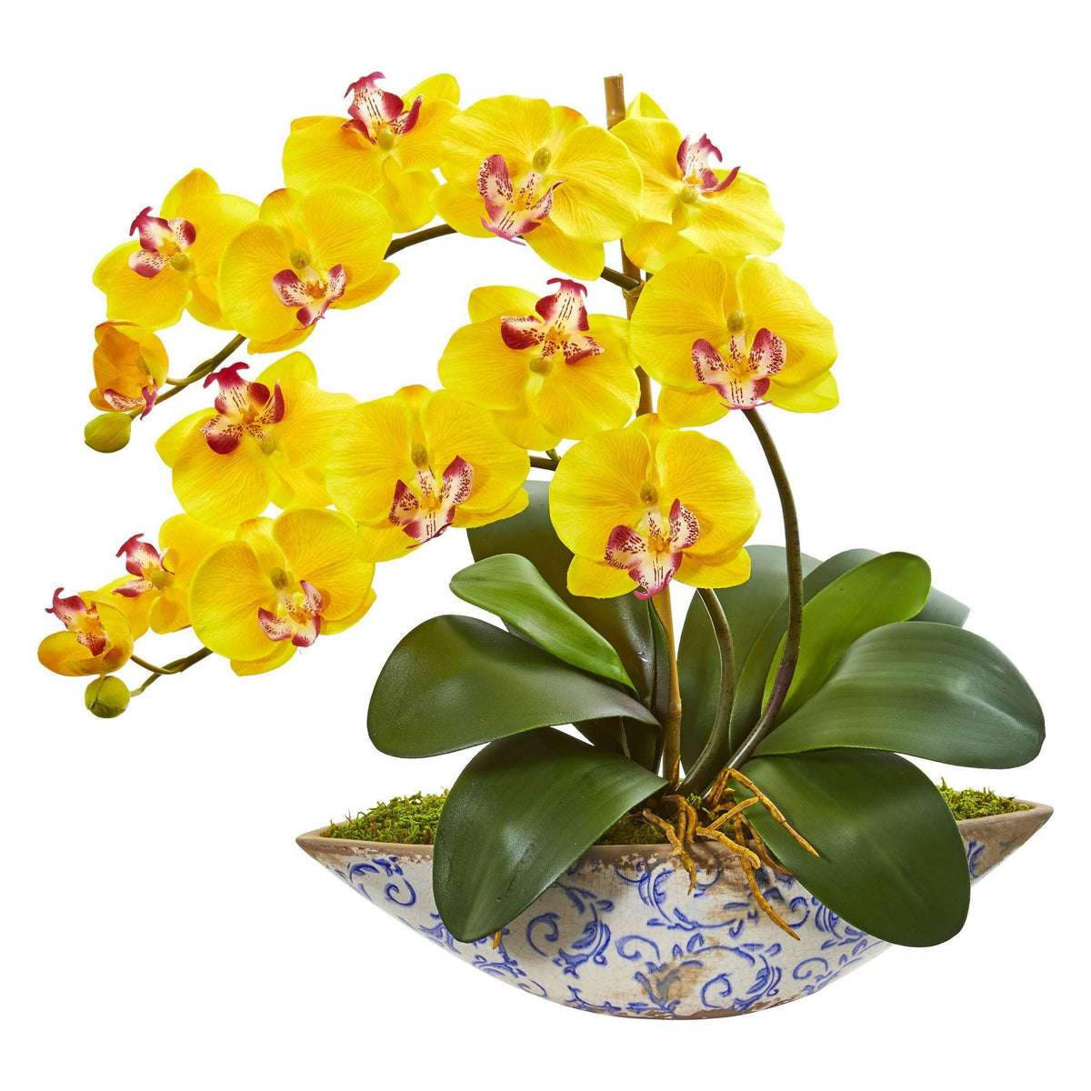 Silk Phalaenopsis Orchid Artificial Arrangement in Vase (Various Colors)