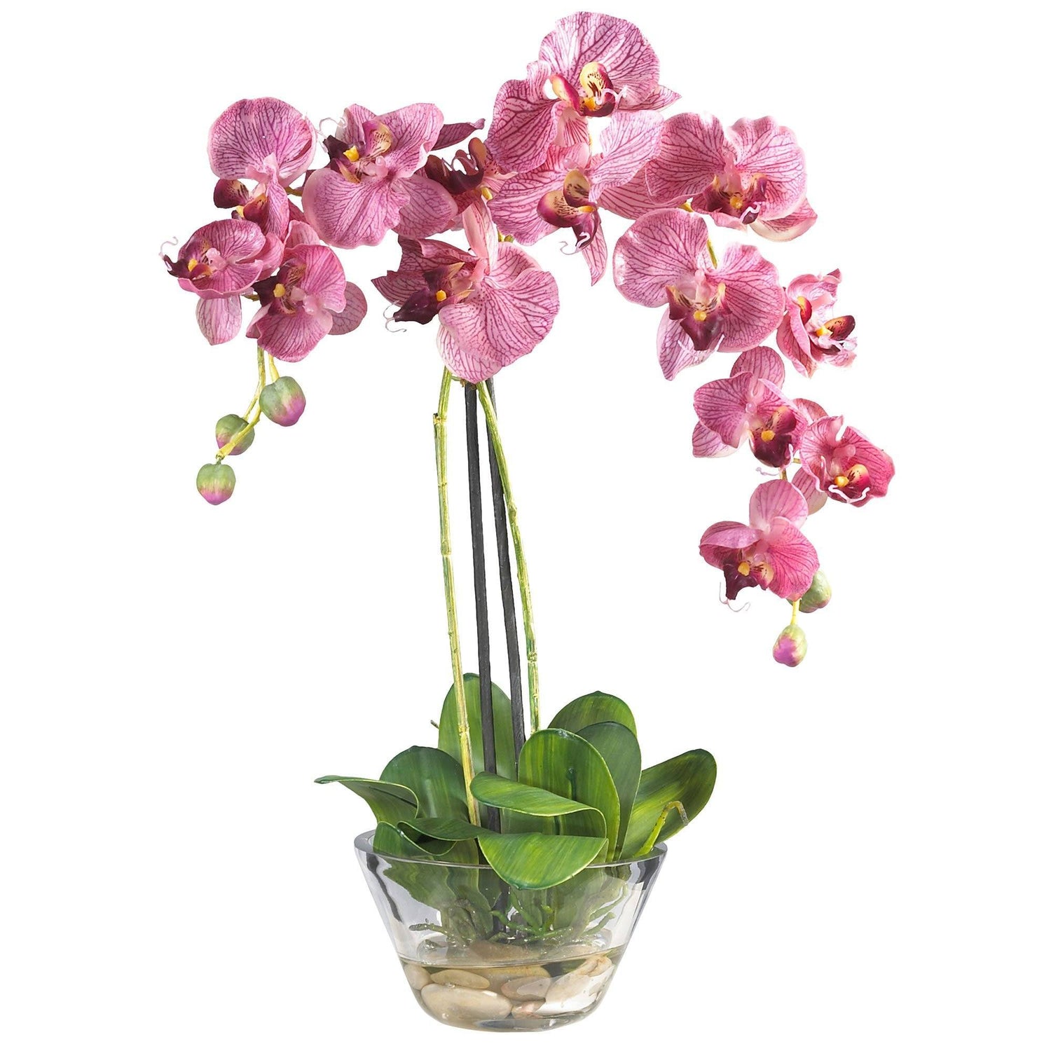 Phalaenopsis w/Glass Vase Silk Flower Arrangement (2 Colors)