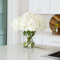 Signature Collection 18” Blooming Hydrangea Artificial Arrangement in Glass Vase (3 Colors)