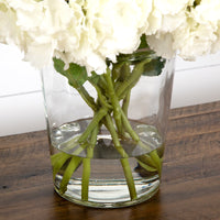 Signature Collection 18” Blooming Hydrangea Artificial Arrangement in Glass Vase (3 Colors)